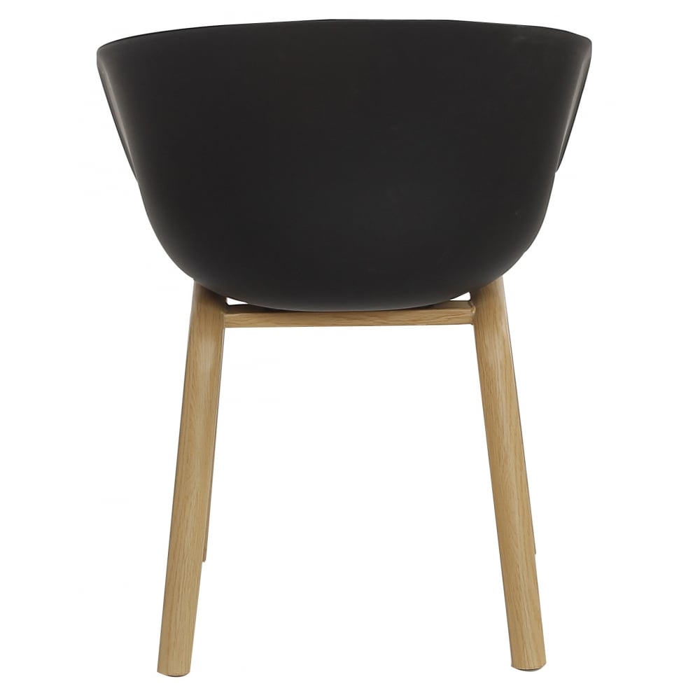 Soho Black Plastic Armchair With Light Wood Legs