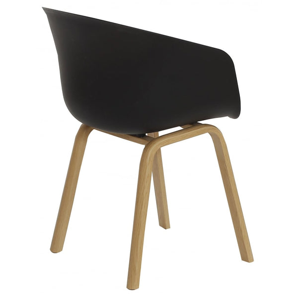 Soho Black Plastic Armchair With Light Wood Legs
