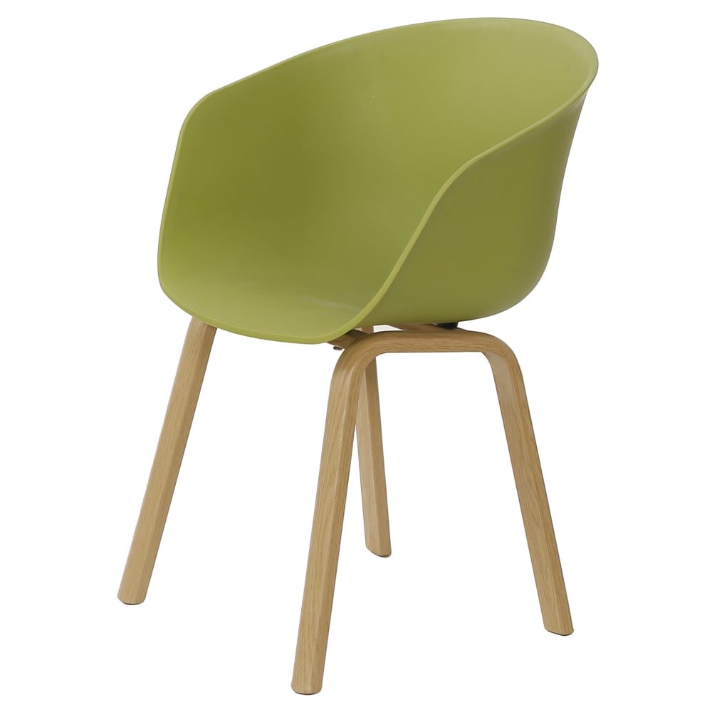 Soho Green Plastic Armchair With Light Wood Legs