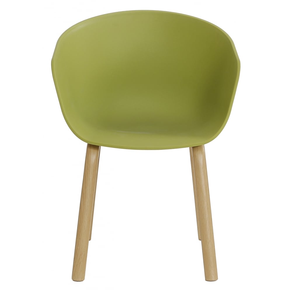 Soho Green Plastic Armchair With Light Wood Legs
