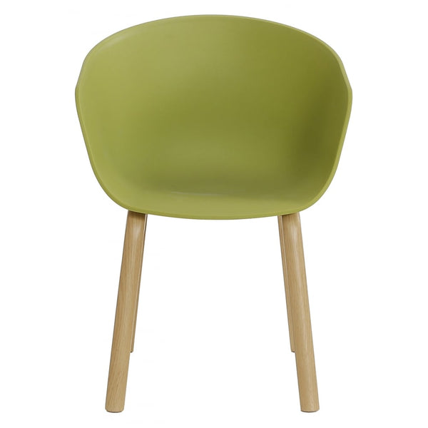 Soho Green Plastic Armchair With Light Wood Legs