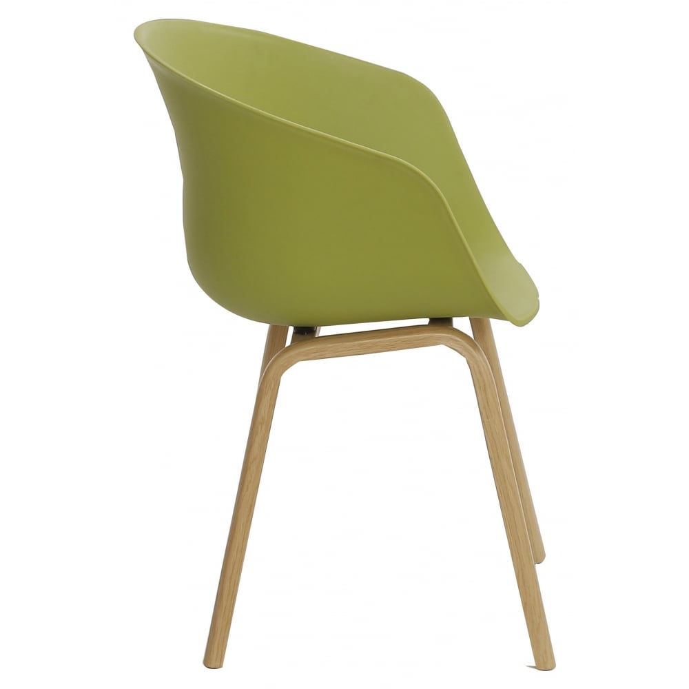 Soho Green Plastic Armchair With Light Wood Legs