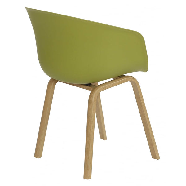 Soho Green Plastic Armchair With Light Wood Legs