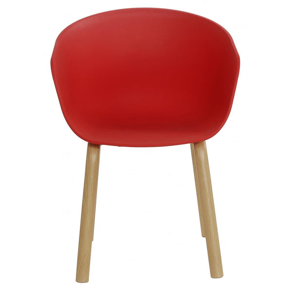 Soho Red Plastic Armchair With Light Wood Legs