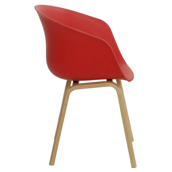 Soho Red Plastic Armchair With Light Wood Legs
