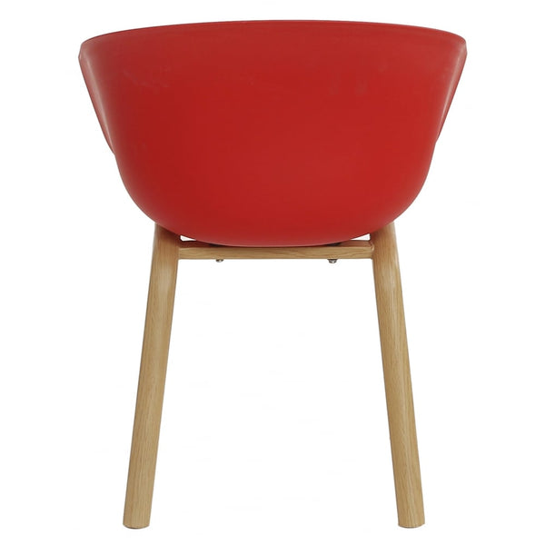 Soho Red Plastic Armchair With Light Wood Legs