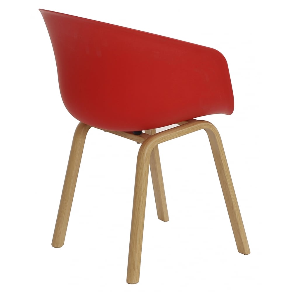 Soho Red Plastic Armchair With Light Wood Legs