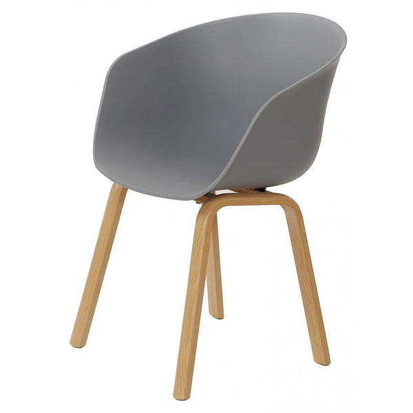 Soho Grey Plastic Armchair With Light Wood Legs