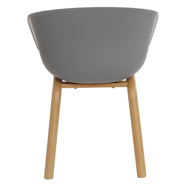 Soho Grey Plastic Armchair With Light Wood Legs