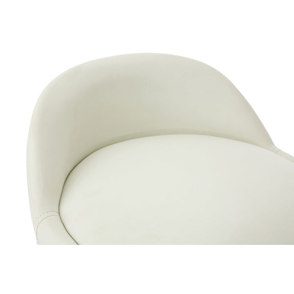 Contemporary White Faux Leather Bar Stool with Beech Legs