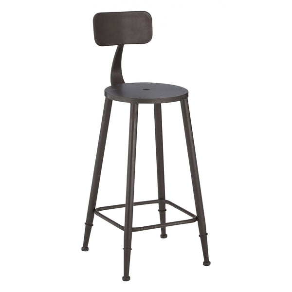 Graphite Grey Metal Foundry Bar Stool