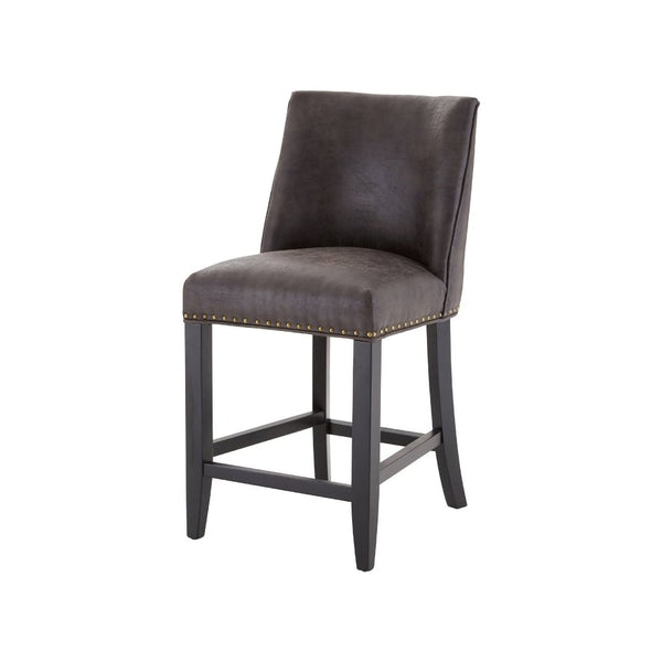 Dark Brown Faux Leather Rodeo Bar Stool