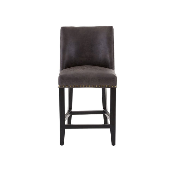 Dark Brown Faux Leather Rodeo Bar Stool