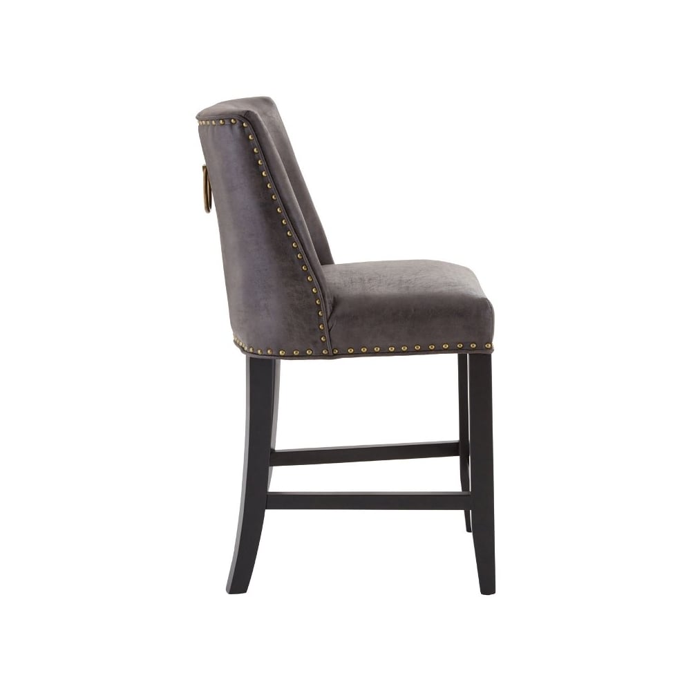 Dark Brown Faux Leather Rodeo Bar Stool