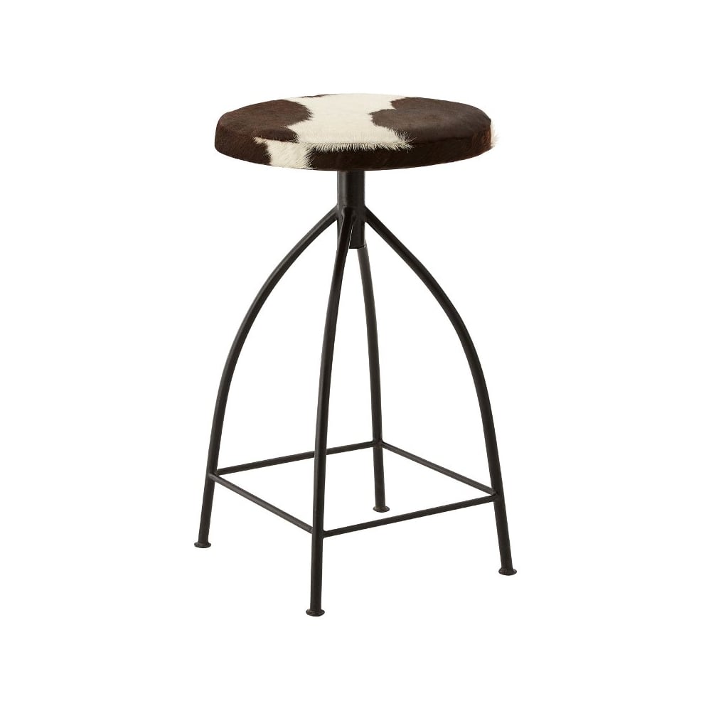 Upholstered Cowhide Industrial Bar Stool
