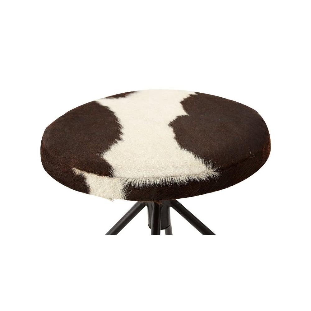 Upholstered Cowhide Industrial Bar Stool