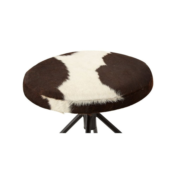 Upholstered Cowhide Industrial Bar Stool