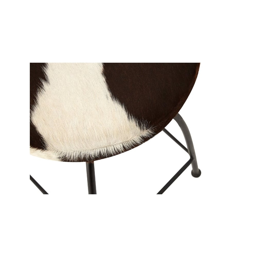 Upholstered Cowhide Industrial Bar Stool
