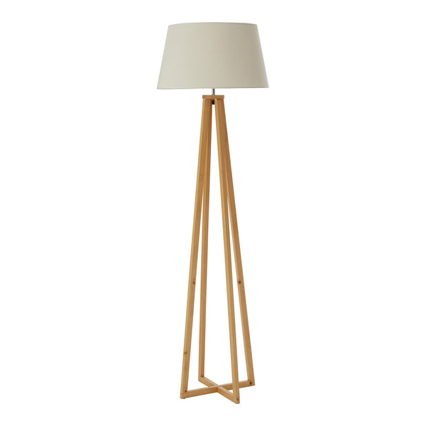 Natural Wood Four Leg Floor Lamp with Natural Shade