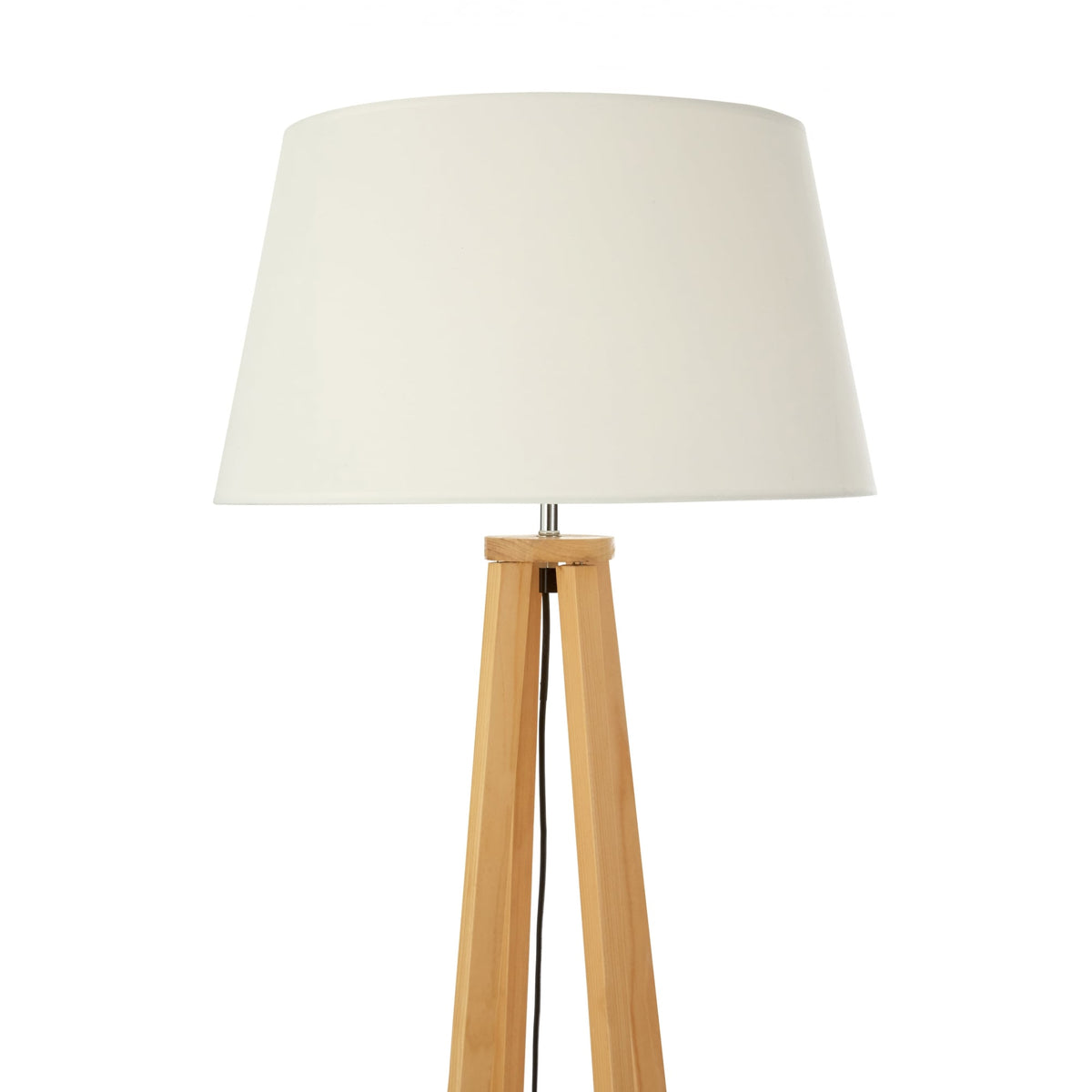 Natural Wood Four Leg Floor Lamp with Natural Shade