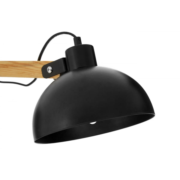 Black Metal and Wooden Angle Floor Lamp