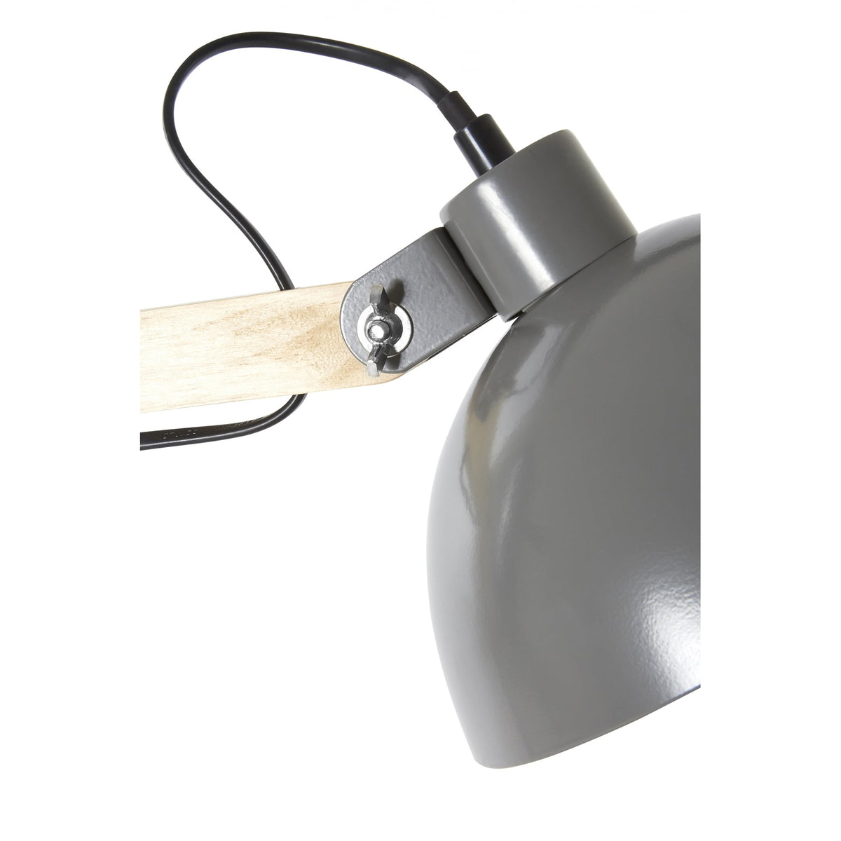 Grey Metal and Wooden Angle Floor Lamp