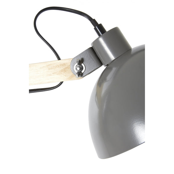 Grey Metal and Wooden Angle Floor Lamp