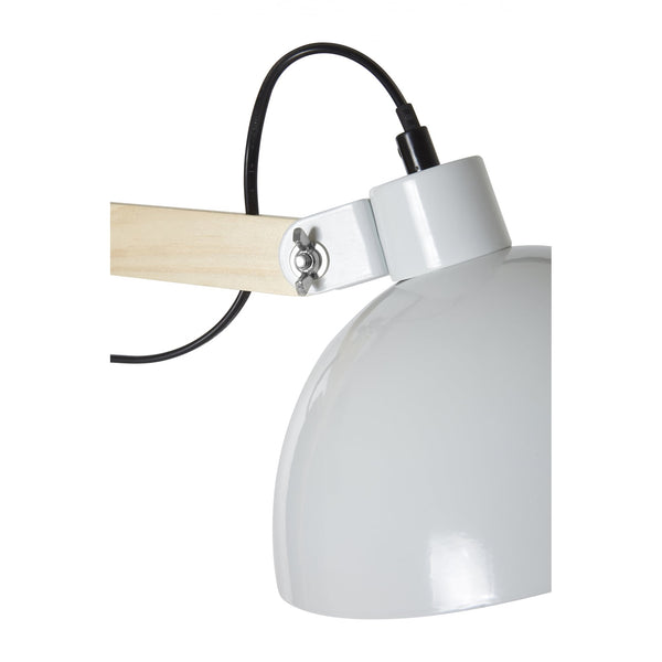 White Metal and Wooden Angle Floor Lamp