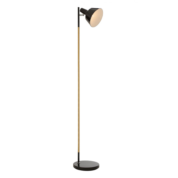 Scandi Style Wood and Black Metal Floor Lamp