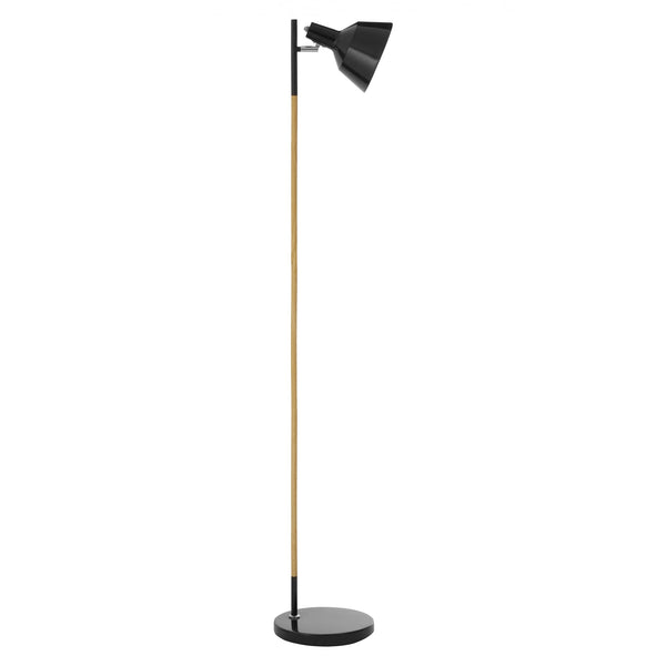 Scandi Style Wood and Black Metal Floor Lamp