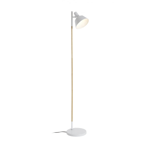Scandi Style Wood and White Metal Floor Lamp