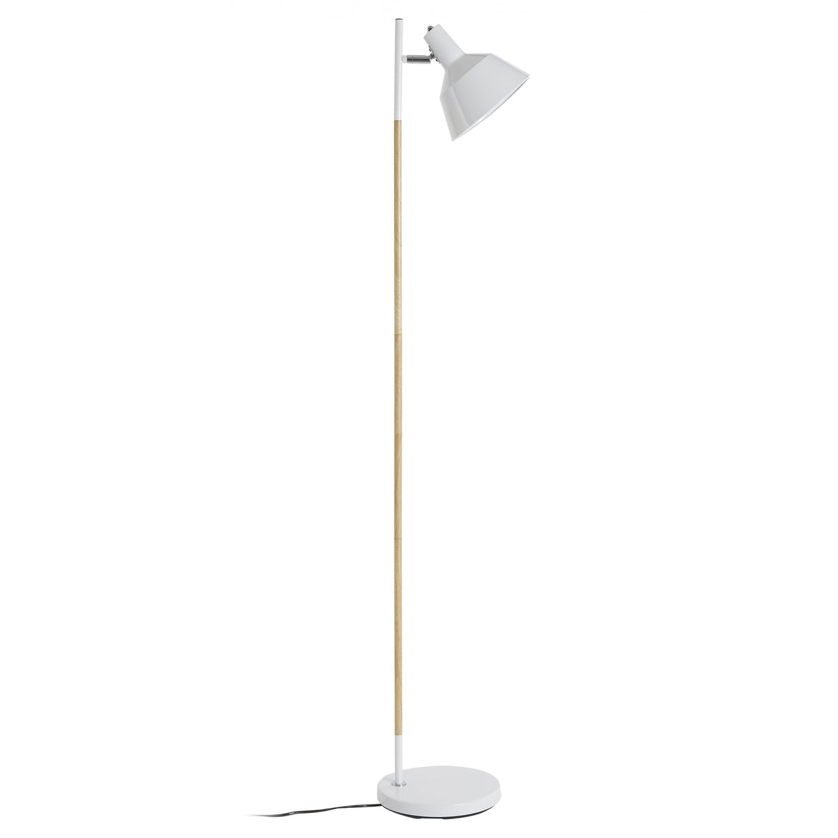 Scandi Style Wood and White Metal Floor Lamp