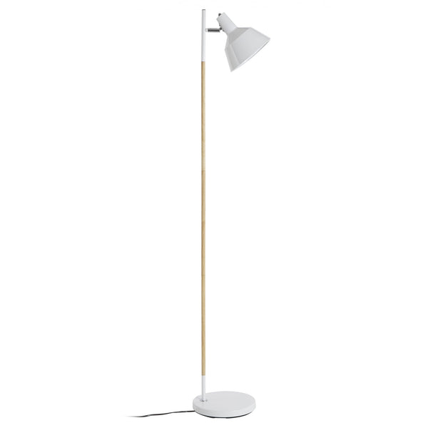 Scandi Style Wood and White Metal Floor Lamp