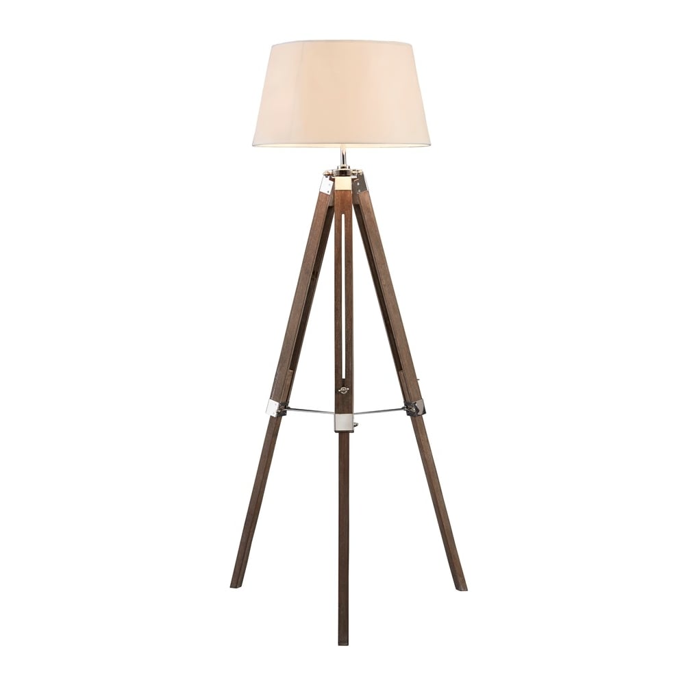 Contemporary Brown and Cream Tripod Floor Lamp