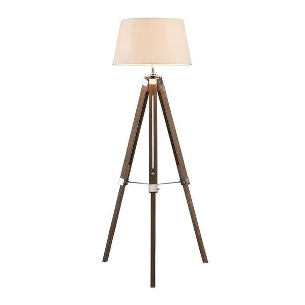 Contemporary Brown and Cream Tripod Floor Lamp