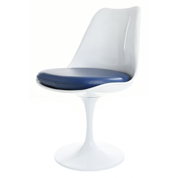 White and Navy PU Chelsea Side Chair
