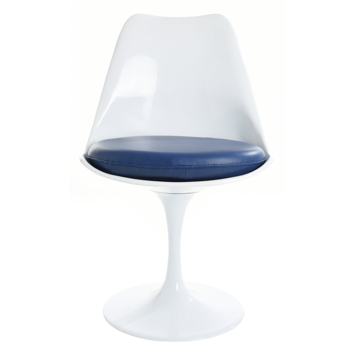 White and Navy PU Chelsea Side Chair
