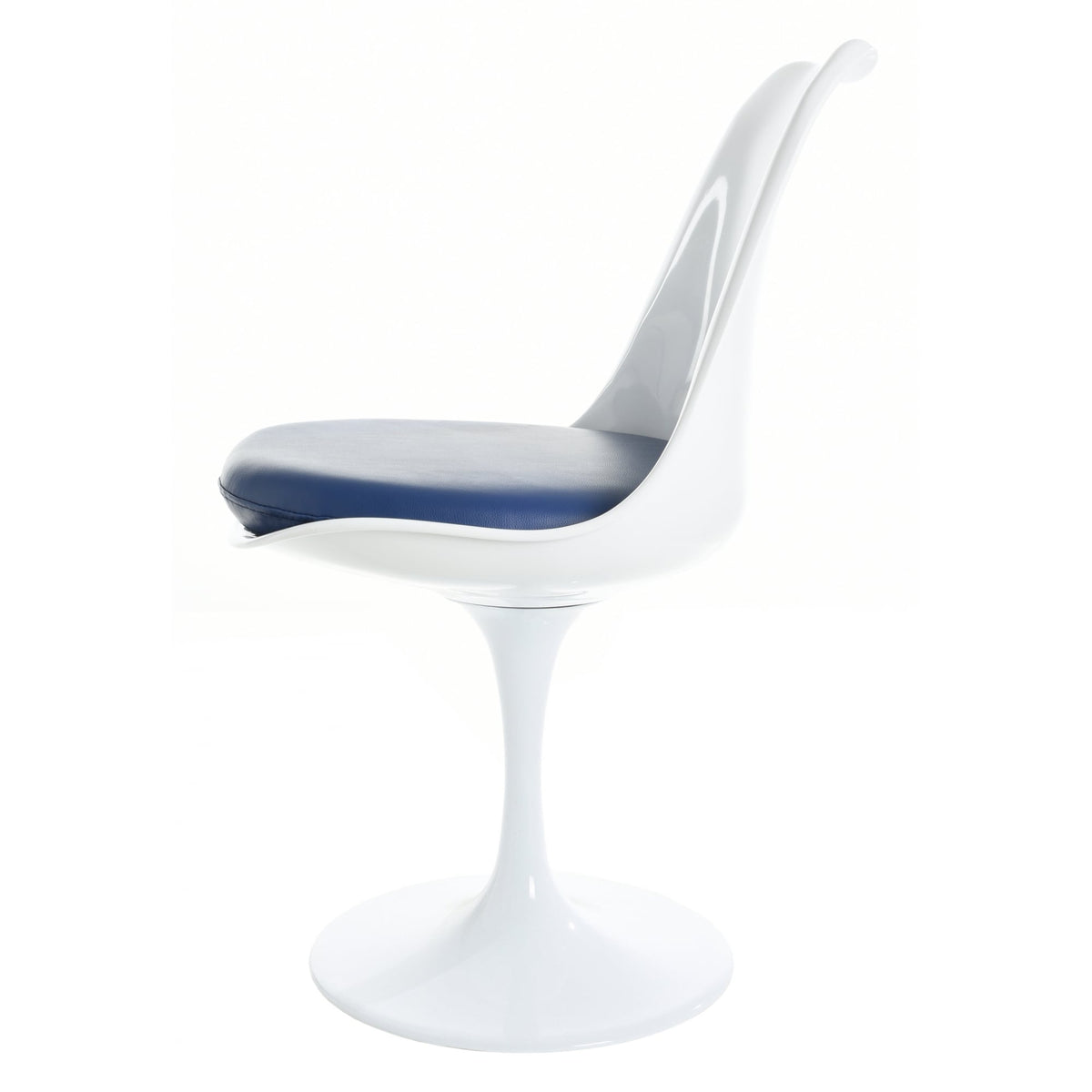 White and Navy PU Chelsea Side Chair