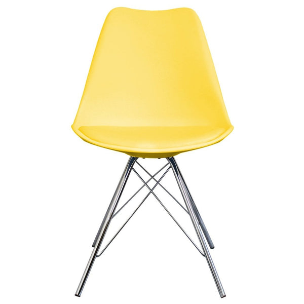 Soho Yellow Plastic Dining Chair with Chrome Metal Legs