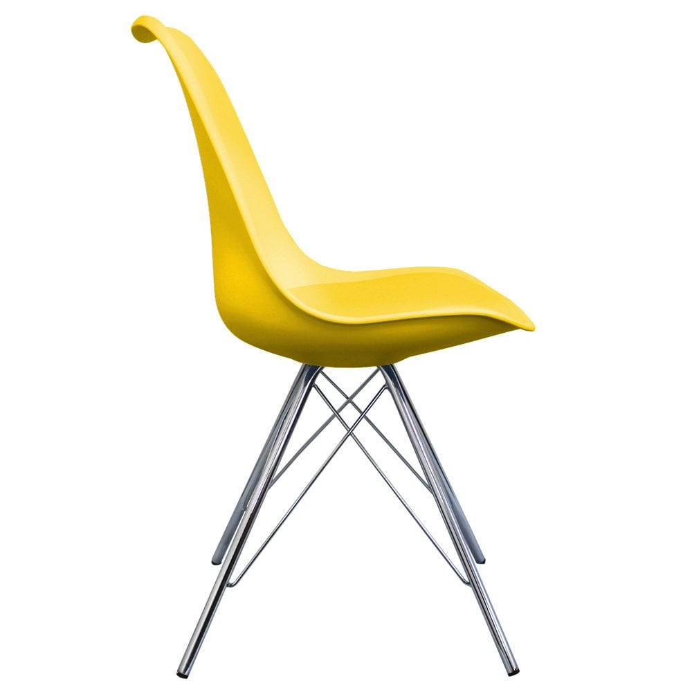 Soho Yellow Plastic Dining Chair with Chrome Metal Legs