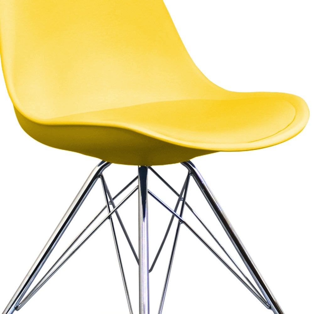 Soho Yellow Plastic Dining Chair with Chrome Metal Legs