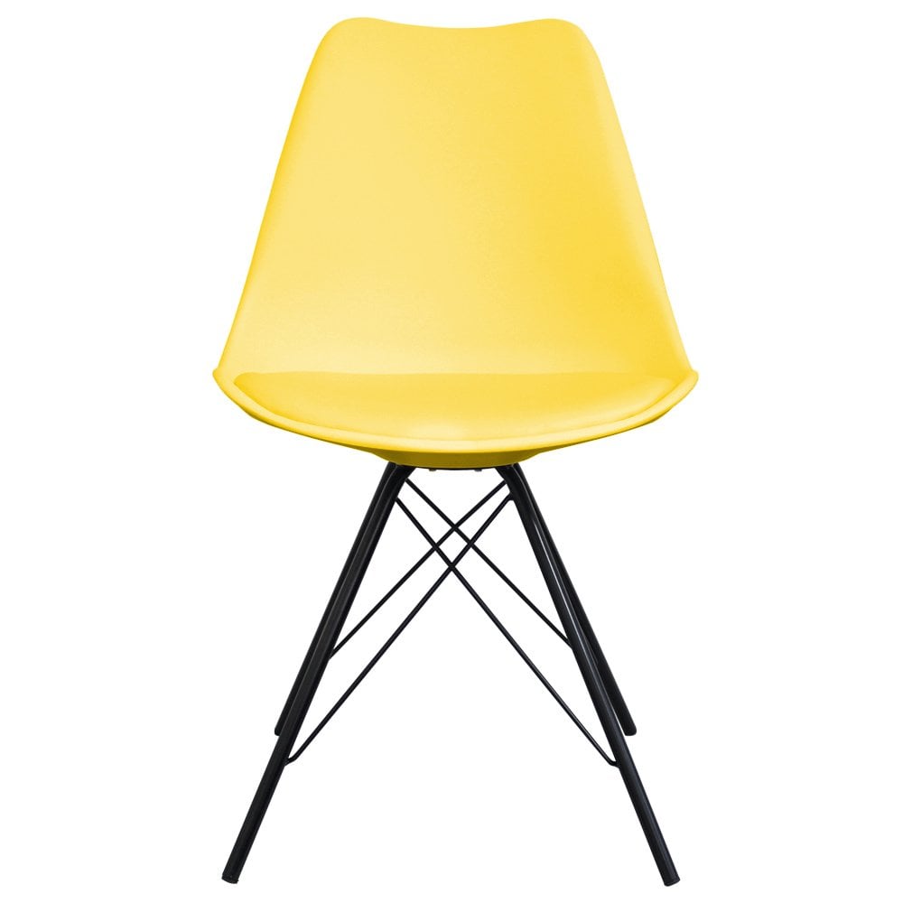 Soho Yellow Plastic Dining Chair with Black Metal Legs