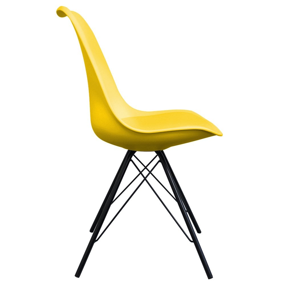 Soho Yellow Plastic Dining Chair with Black Metal Legs