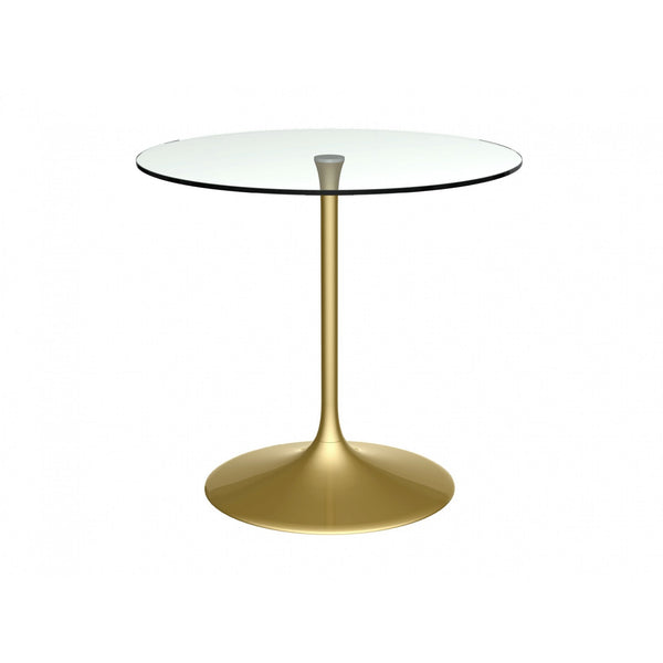Pedestal Medium Dining Table Clear Glass and Brass