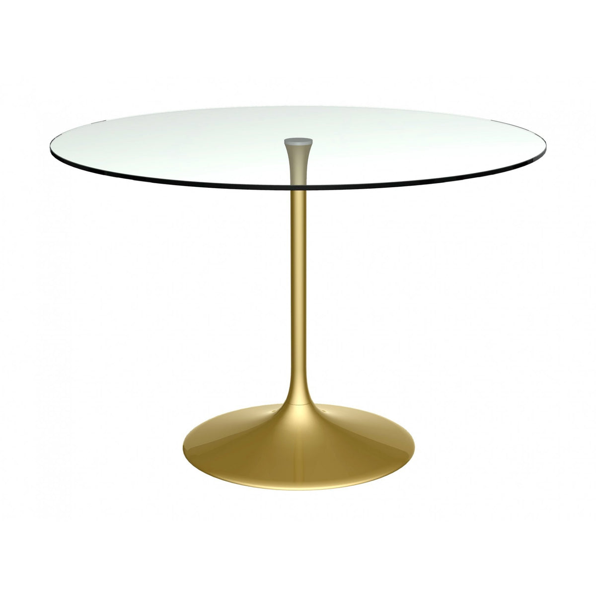 Pedestal Large Dining Table Clear Glass and Brass