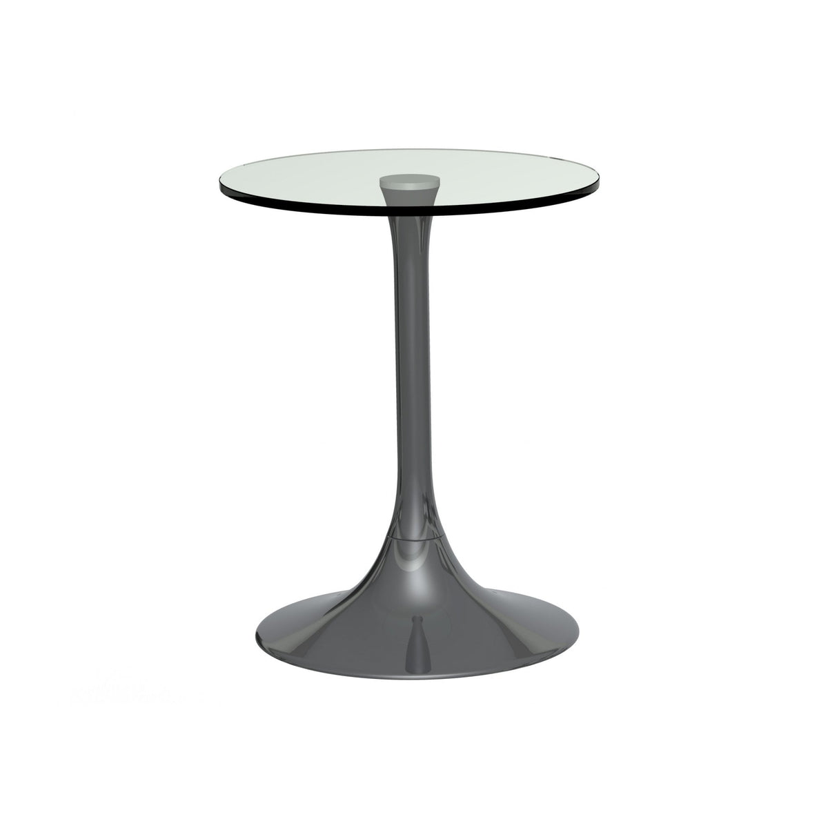 Pedestal Side Table Clear Glass and Smoked Chrome