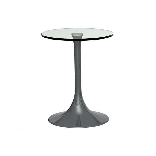 Pedestal Side Table Clear Glass and Smoked Chrome