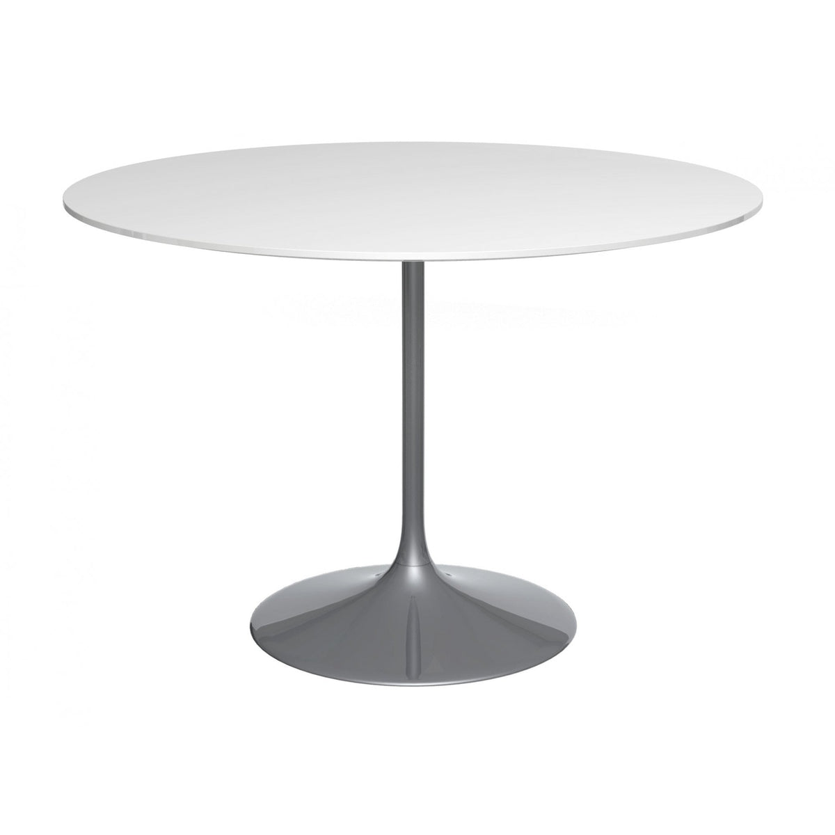 Pedestal Large Dining Table White Gloss and Smoked Chrome