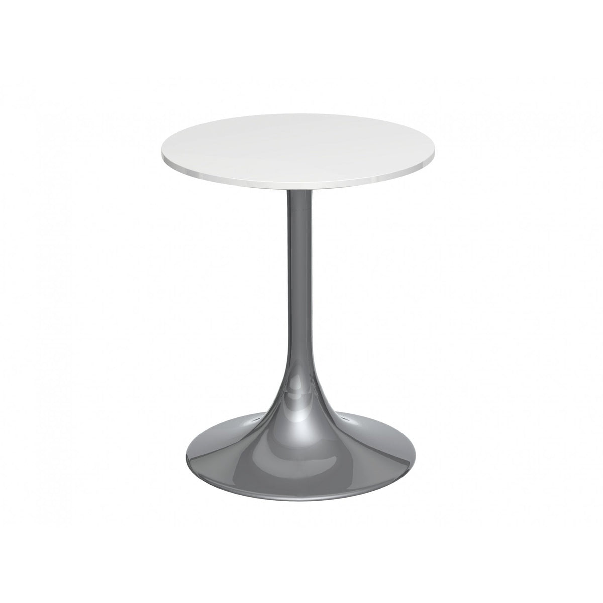 Pedestal Side Table White Gloss and Smoked Chrome