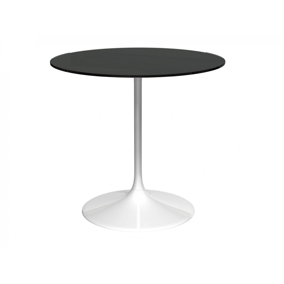 Pedestal Medium Dining Table Black Glass and White